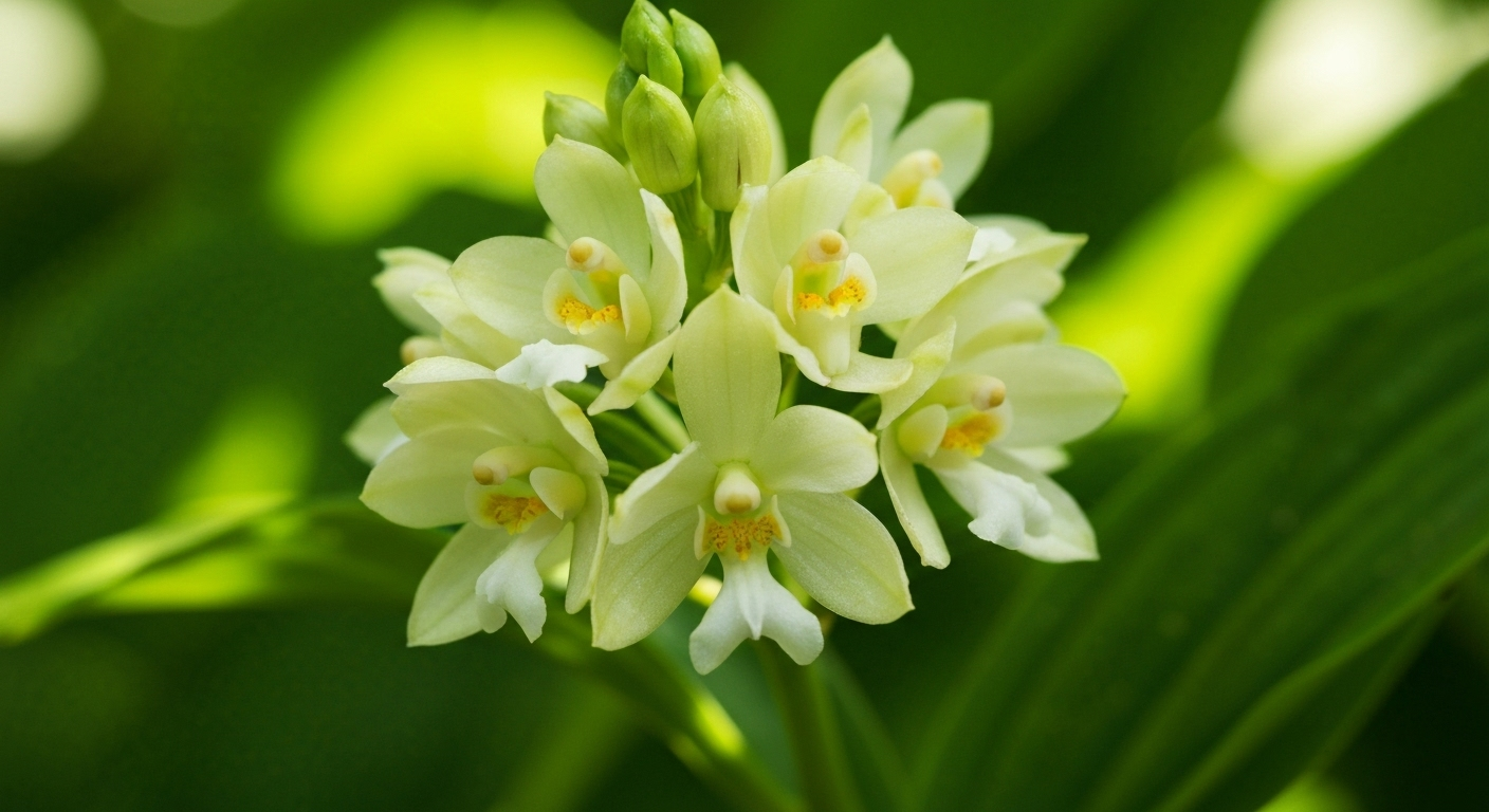 Hương thơm quyến rũ tỏa ra từ những bông Lan Ngọc Điểm đang nở rộ.